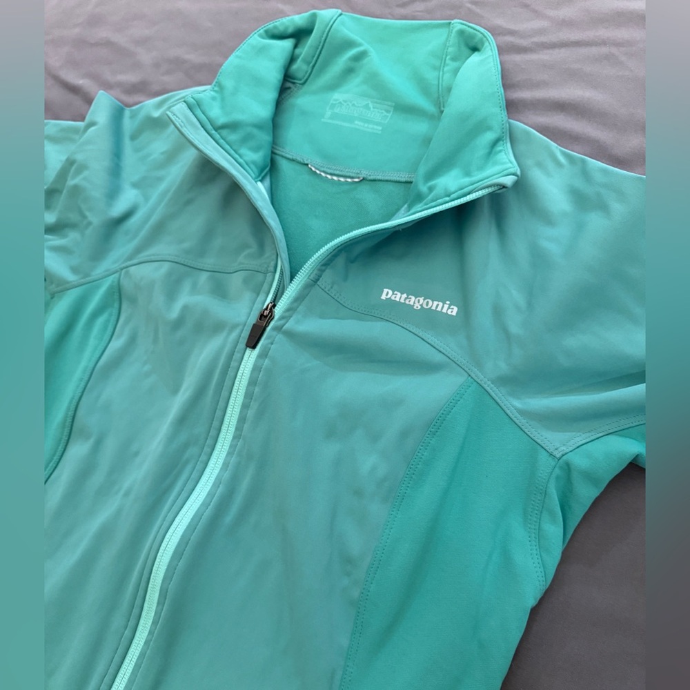 Patagonia Women's Wind Shield Jacket Softshell Zip Small Teal Green Gorpcore